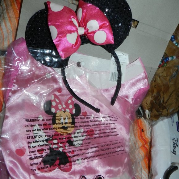 🆕 Minnie Mouse Pink/White Mickey Mouse Clubhouse Dress & Headbow 4-6x NWT - Picture 6 of 12